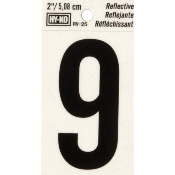 Hy-Ko Vinyl 2 In. Reflective Adhesive Number Nine RV-25/9 - main